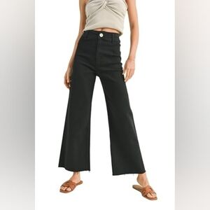 Miou Muse High Waist Wide Leg Dark Blue Denim